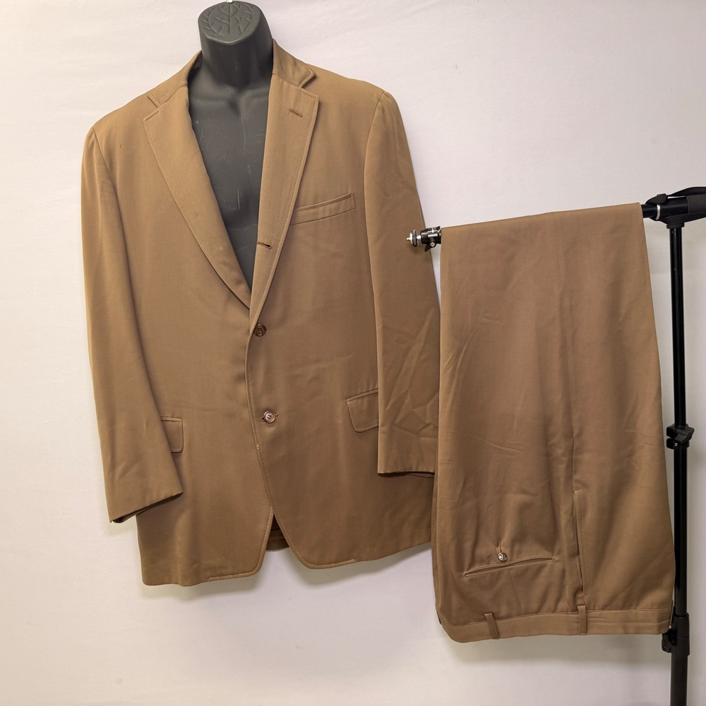 VTG 50s J Press Sack‎ Suit 40R 34x30 Brown 2 Btn Ivy USA Serval Zipper Old Money
